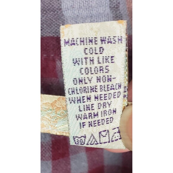 American Rag Shirt Womens Red Gray Plaid Button M Peplum Casual Back To School - Picture 7 of 11